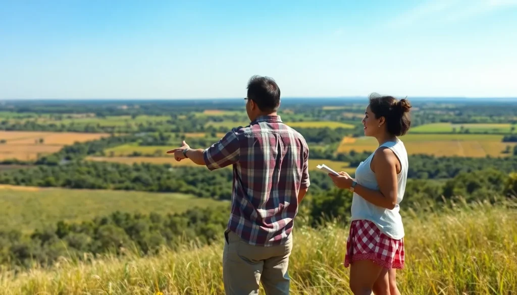 man and woman looking at land -  Is buying land in Texas a good investment