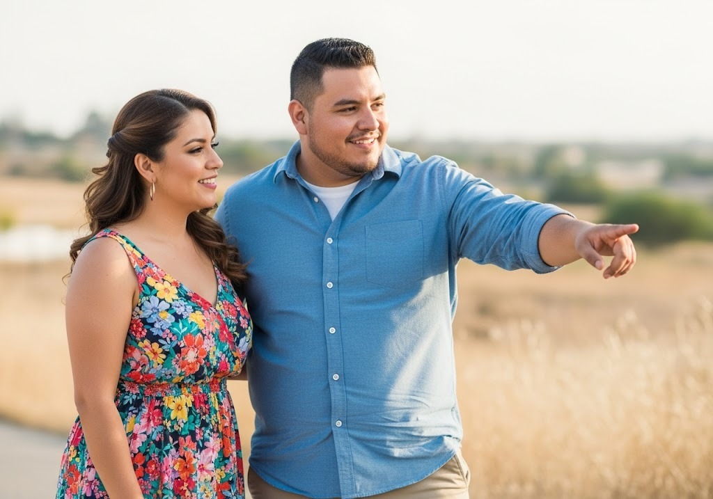 man and woman looking at land - what does land ownership mean for my family's future