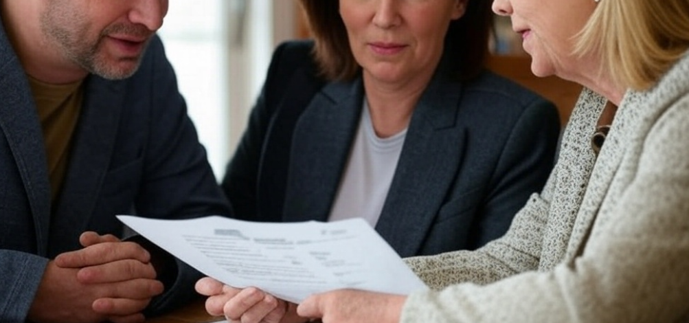 group of people with a document - owner financing