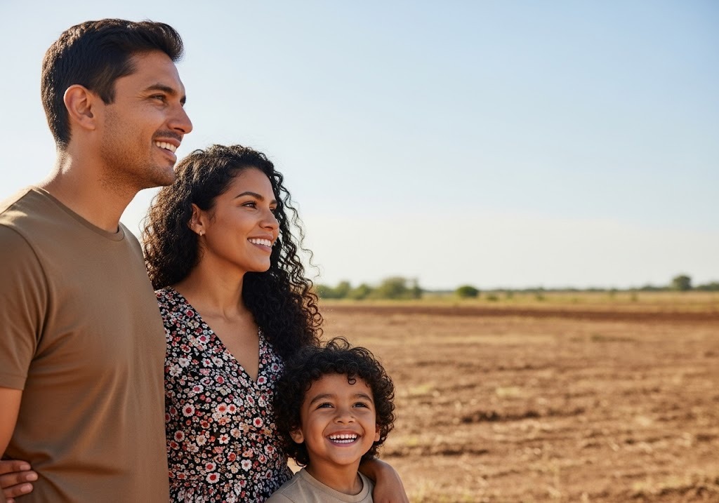 happy family looking at land - How Does Land Ownership Support Long-Term Goals