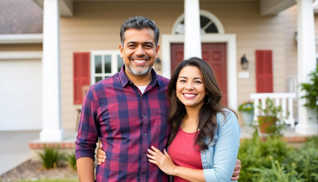 couple in front of house - Owner financing homes
