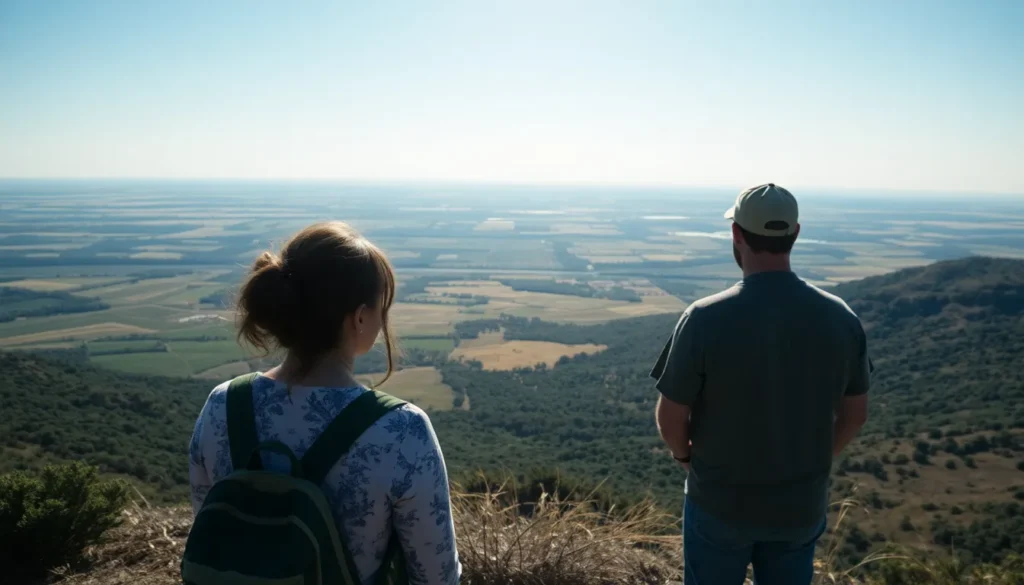 man and woman looking at land - Can I buy land in Texas with no credit check?