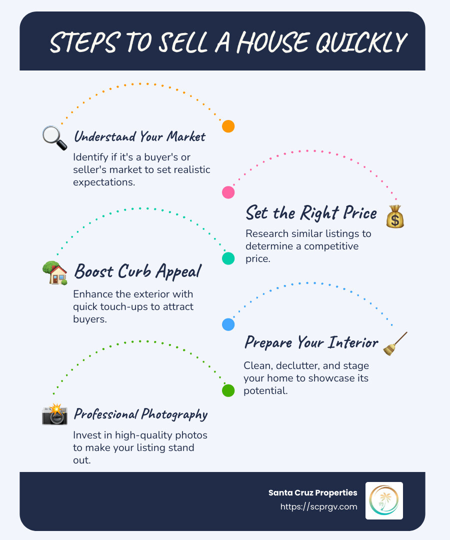 Steps to Quickly Sell a Home Infographic - steps to sell a house quickly infographic infographic-line-5-steps-blues-accent_colors