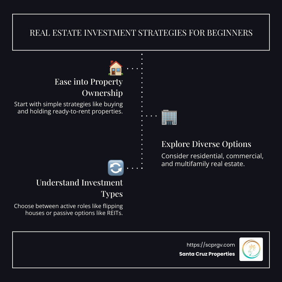 Beginners guide to real estate investment - real estate investment for beginners infographic infographic-line-3-steps-dark