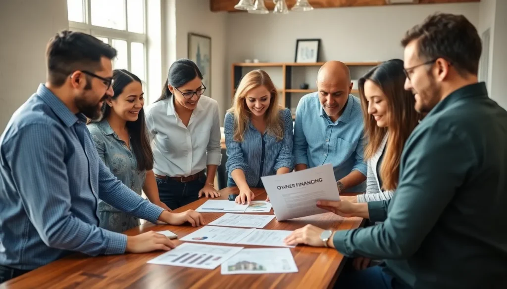 people looking at documents - Owner Financing Homes Near Me