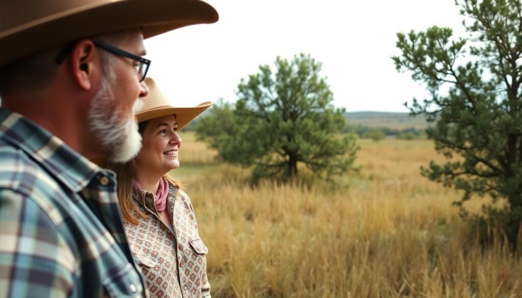 couple looking at land - Texas land suitable for building a dream home