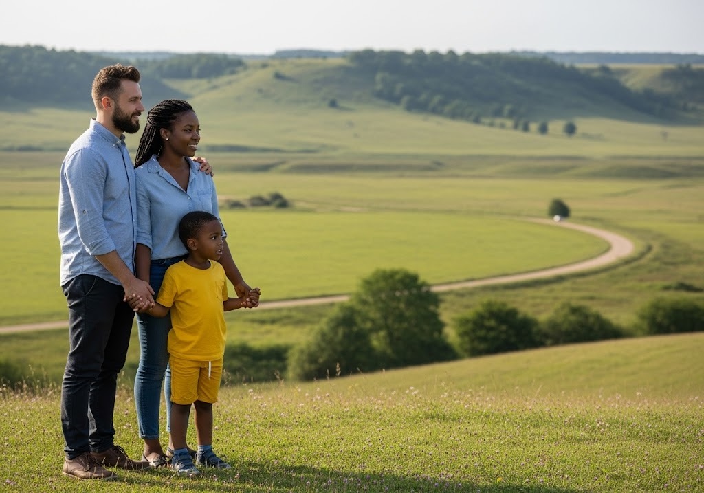 man, woman, and child looking at land - Why Is Buying Land Better Than Renting in Texas