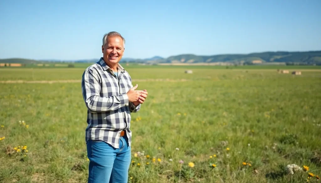 man smiling outdoors- Land for Sale with No Credit Check Financing