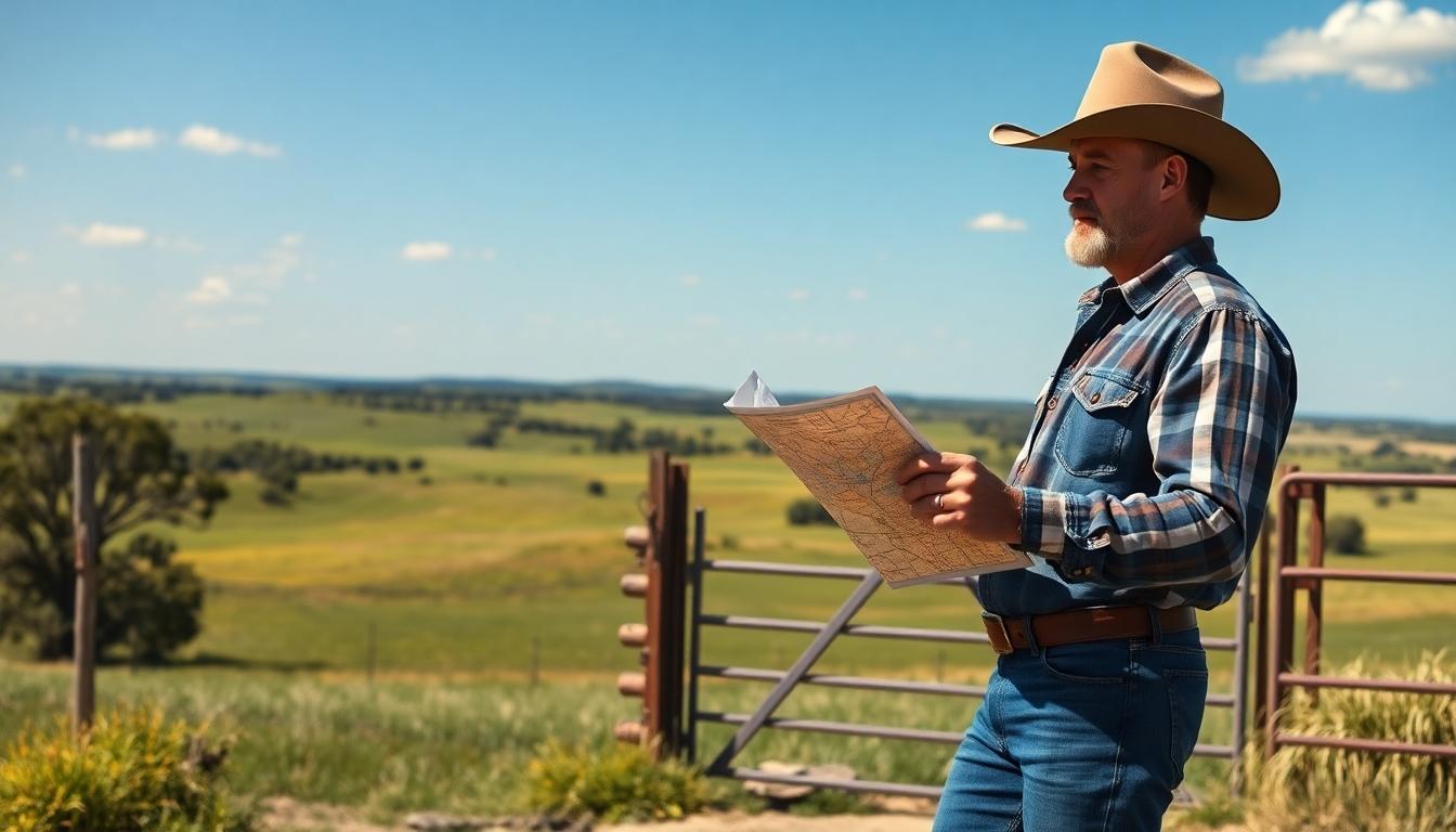 man with map looking at land - Unrestricted land for sale