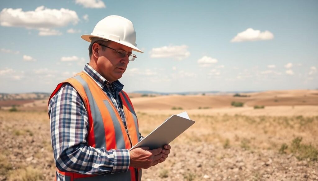person looking at document outdoors - owner financing land texas