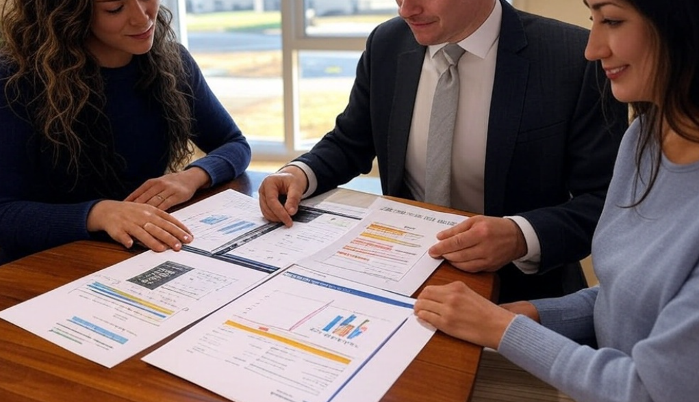 people looking at documents on a table - Is no credit check land financing legit?