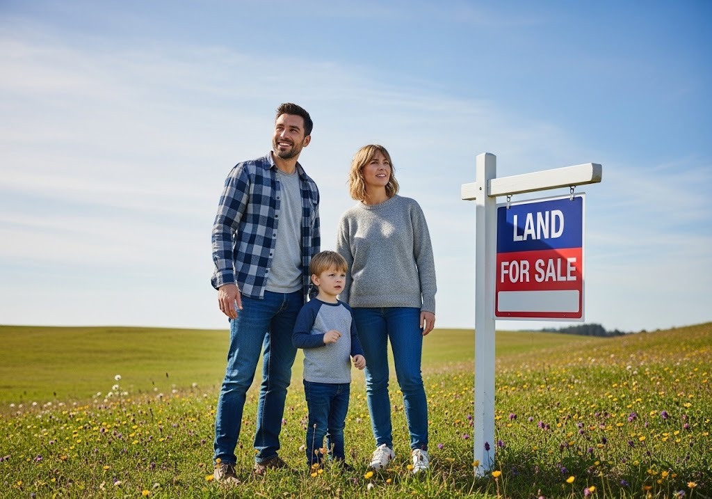 man and woman next to land for sale sign - Is Buying Land in the Rio Grande Valley a Smart Move