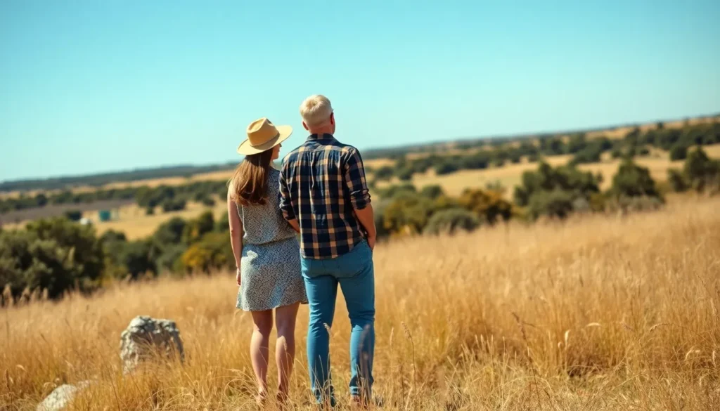 man and woman looking at land - What Credit Score Do I Need to Buy Land with Owner Financing