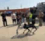 Laredo Police Department SWAT Team members showcase the robodog named RAPTOR (Robotic Assault Risk Prevention and Tactical Operations Responder) at a career day at a local school.