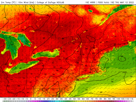 Evening high temperatures 90 degrees Above almost today