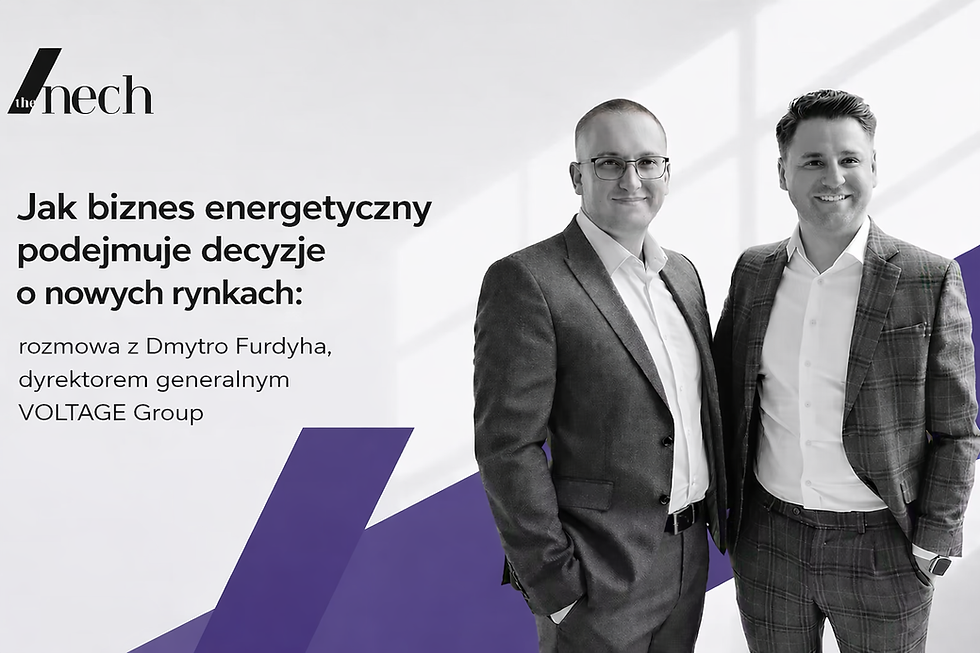 Dmytro Furdyha, dyrektor generalny VOLTAGE Group, oraz Dmytro Nechyporenko, założyciel the nech, na okładce artykułu „Jak biznes energetyczny powinien podejmować decyzje o nowych rynkach”.