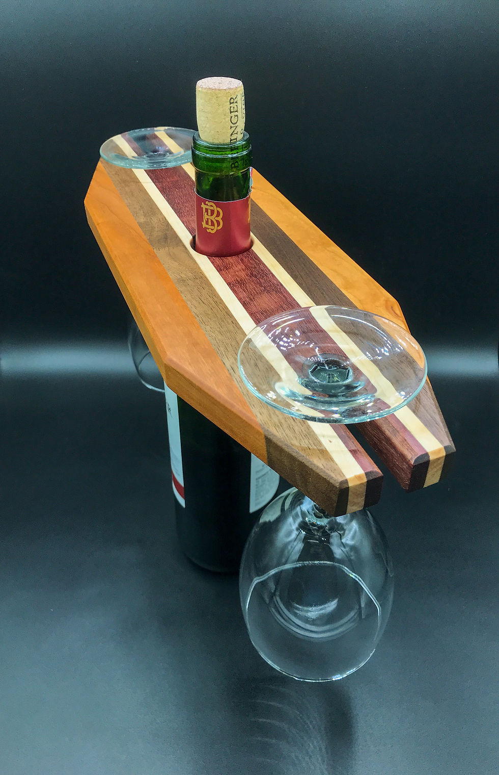 Thumbnail: (SOLD) Wine Bottle and Glasses Holder