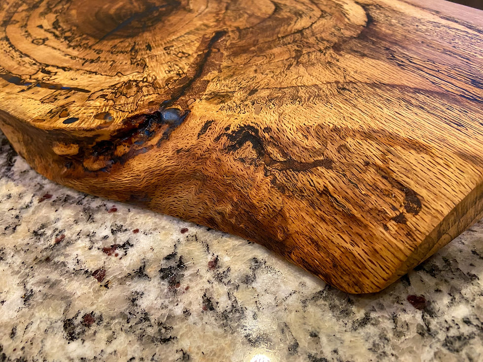 Thumbnail: Custom Live Edge Spalted Oak Shelf / Charcuterie Board with Blue Epoxy