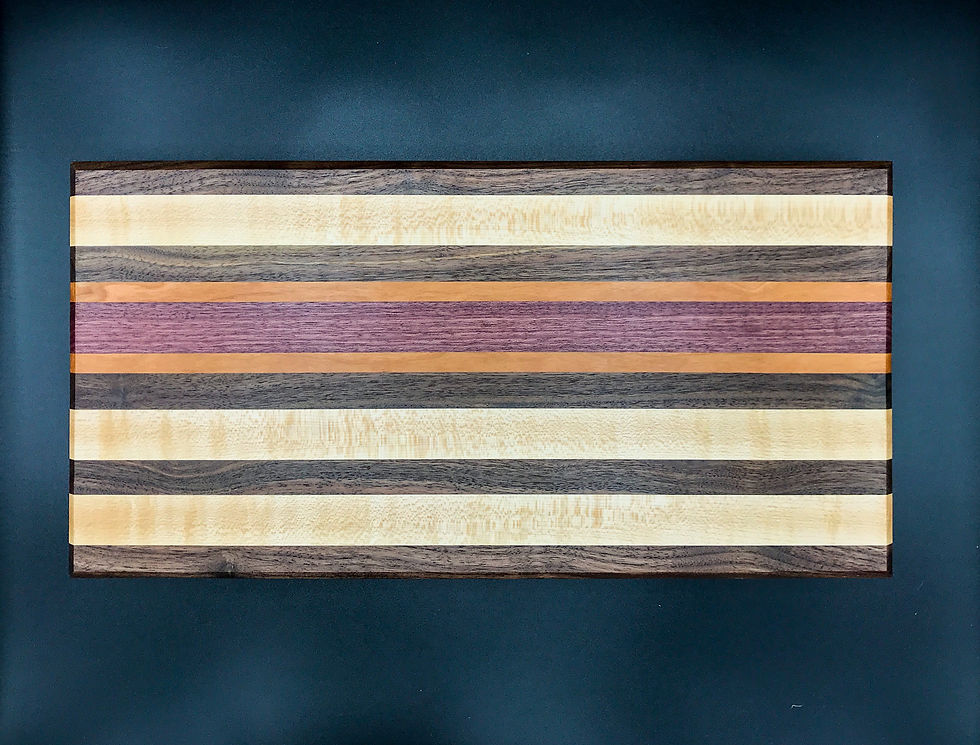 Thumbnail: Purpleheart / Black Walnut / Cherry / Birdseye Maple Cutting Board - Medium
