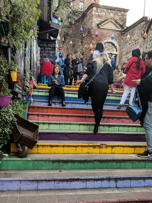 Colorful Steps in Balat. Hip and trendy neighborhood in Istanbul.