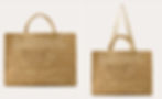 Two tan woven straw tote bags on a white background, one handheld and one with a shoulder strap. Large tote bags for pool parties in Vegas.