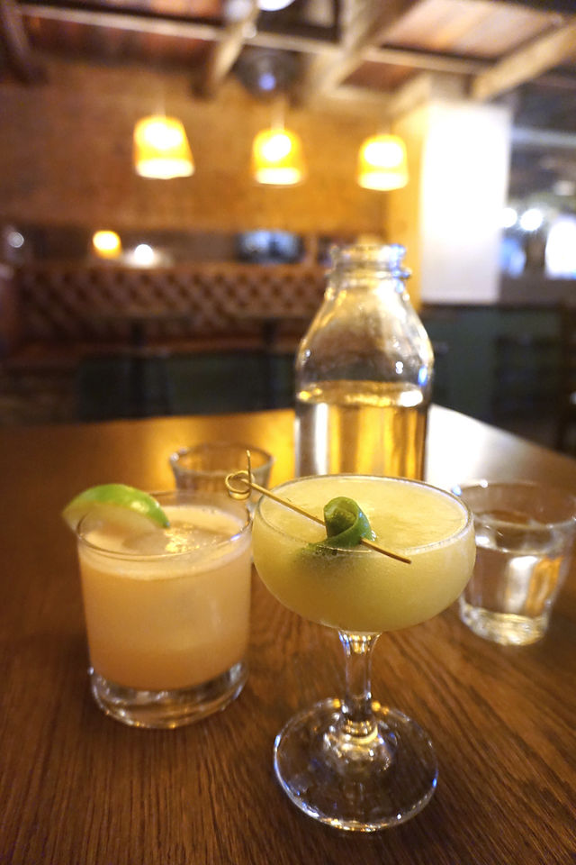 A pair of cocktails from Afton Bar. Happy Hour bars in Astoria. 