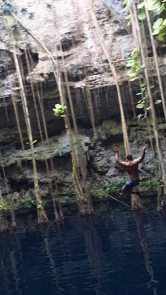 Jumping inside cenotes in Mexico