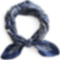 Navy blue patterned bandana scarf tied in a knot, isolated on a white background. Protection against sandstorms in Vegas.