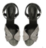 Pair of black SCHUTZ high-heel sandals with rhinestone straps on a white background. Perfect to dress up in