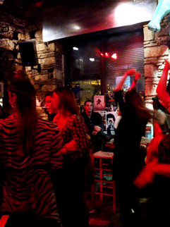 Crowd dancing in Kerameio Bar.