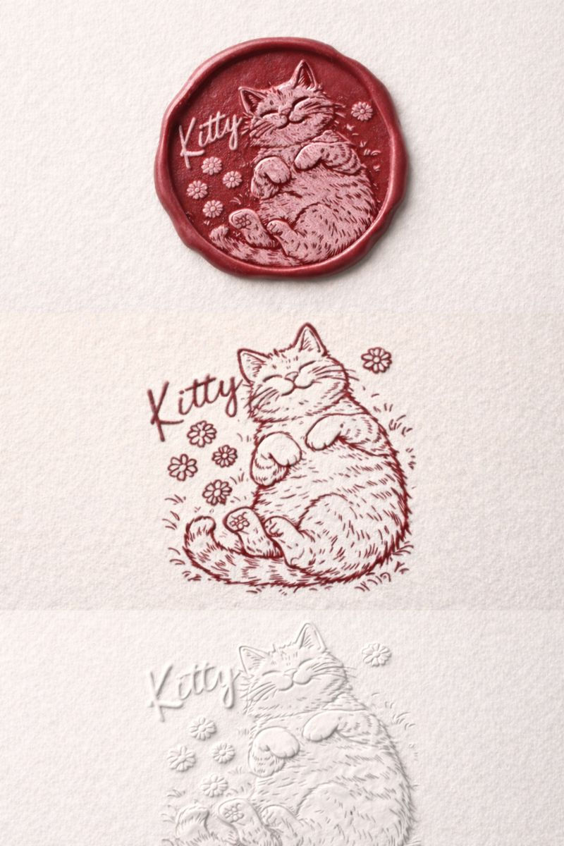 Thumbnail: Paw & Kisses Custom Pet Caricature Stamp — Ink, Emboss & Wax