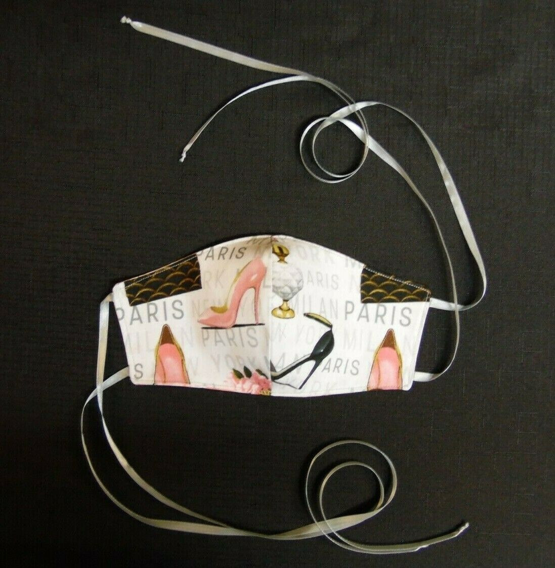 100% COTTON USA ADULT Designer Custom Fashion Face Mask Shoes/Paris Reversible