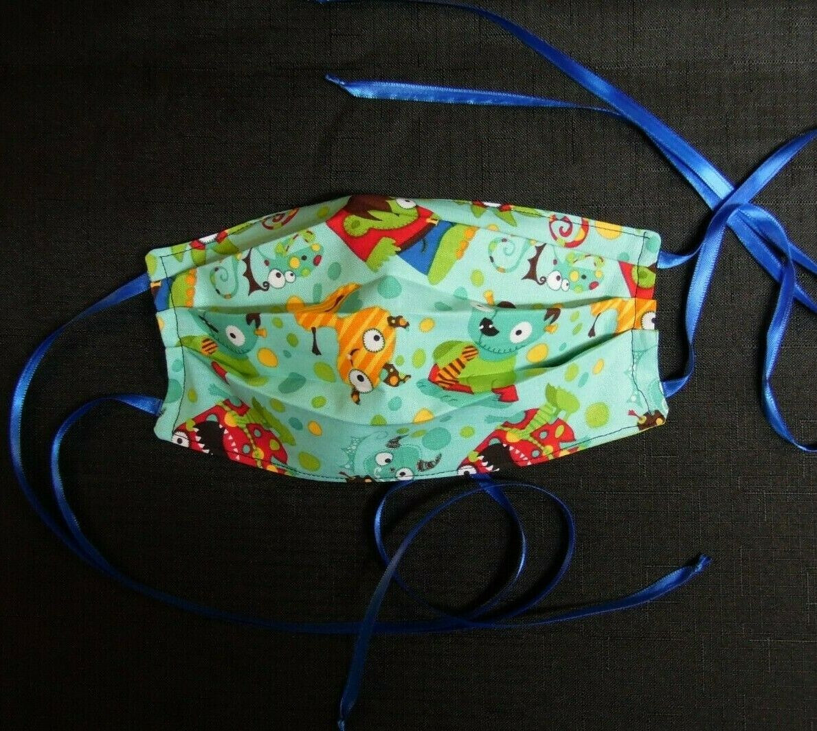 100% COTTON USA ADULT Designer Custom Fashion Face Mask Blue Monsters Reversible