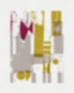Geometric abstract artwork with yellow, magenta and gray forms from the Fujita Series by Chris Ferebee