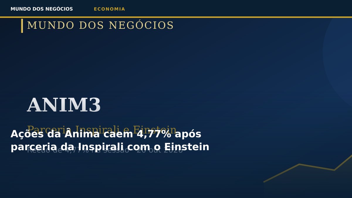 Ações da Ânima caem 4,77% após parceria da Inspirali com o Einstein