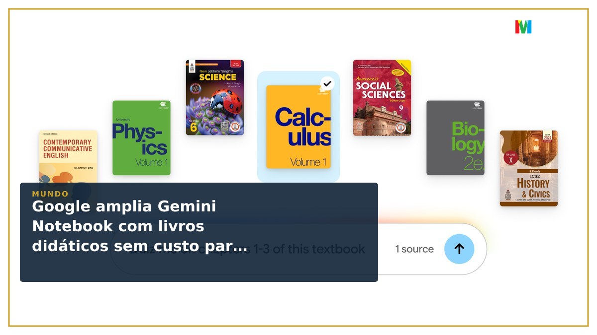 Google amplia Gemini Notebook com livros didáticos sem custo para estudantes