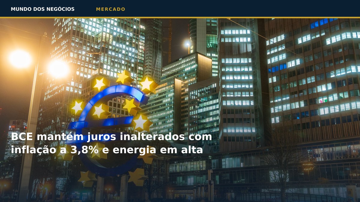 BCE mantém juros inalterados com inflação a 3,8% e energia em alta