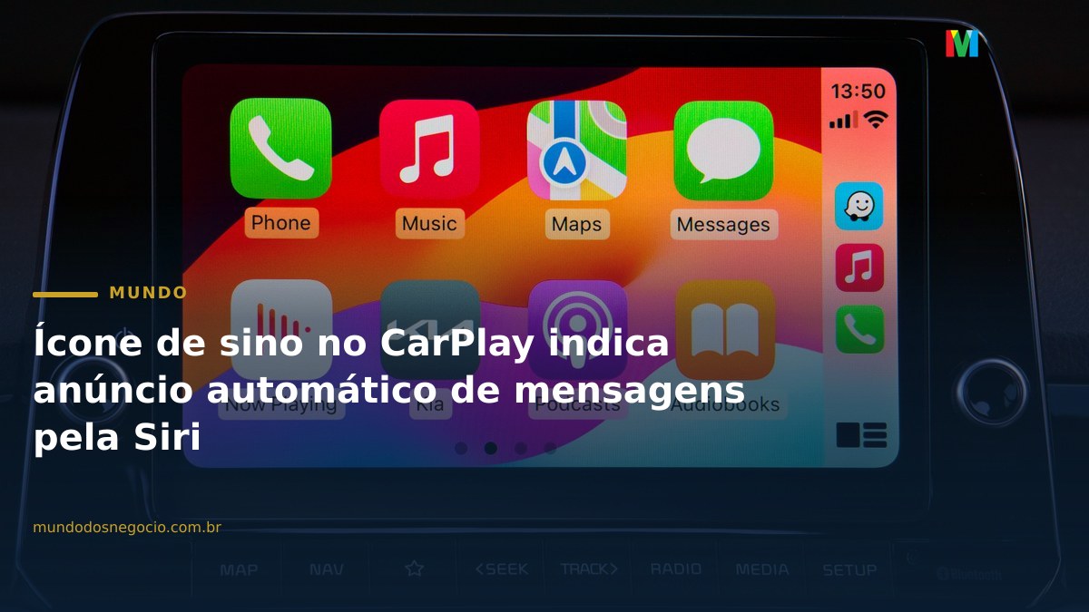 Ícone de sino no CarPlay indica anúncio automático de mensagens pela Siri