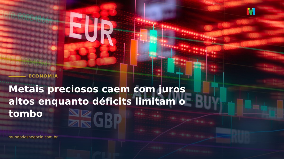 Metais preciosos caem com juros altos enquanto déficits limitam o tombo