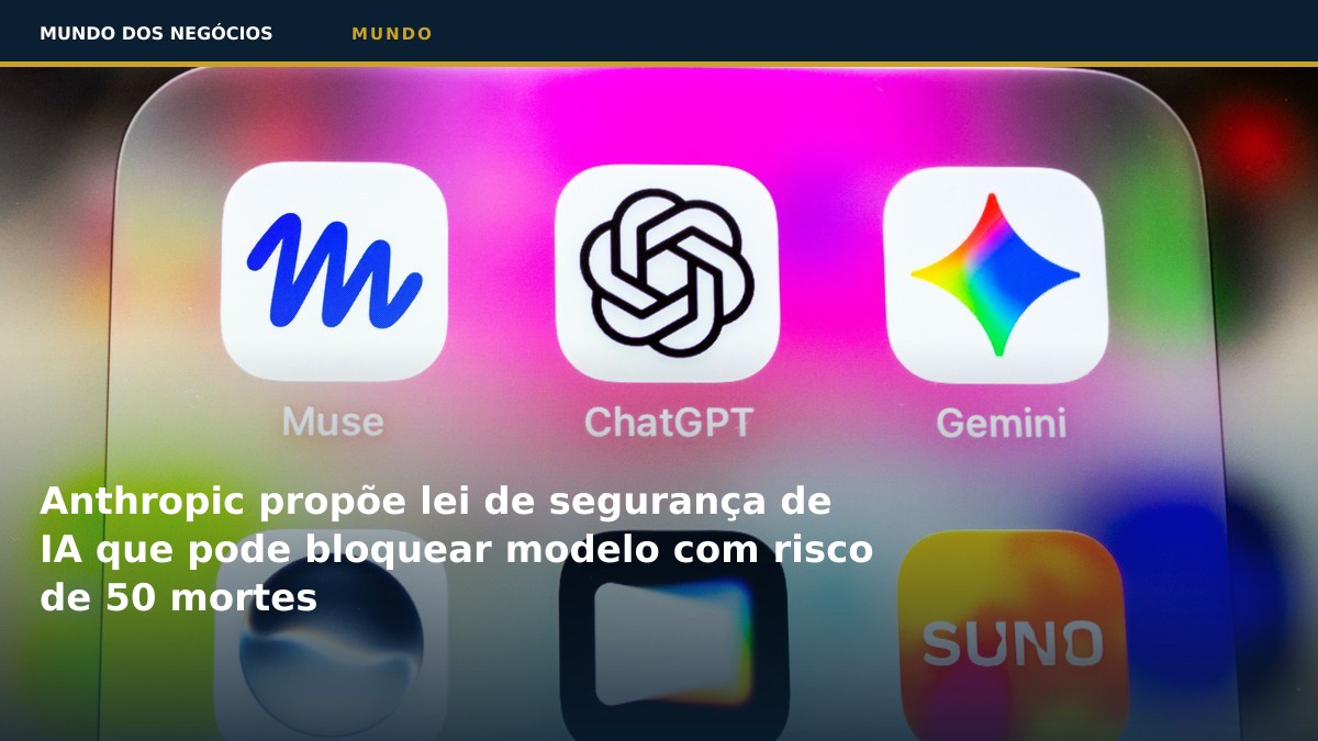 Anthropic propõe lei de segurança de IA que pode bloquear modelo com risco de 50 mortes
