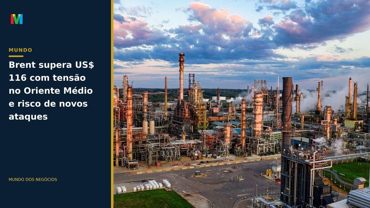 Brent supera US$ 116 com tensão no Oriente Médio e risco de novos ataques