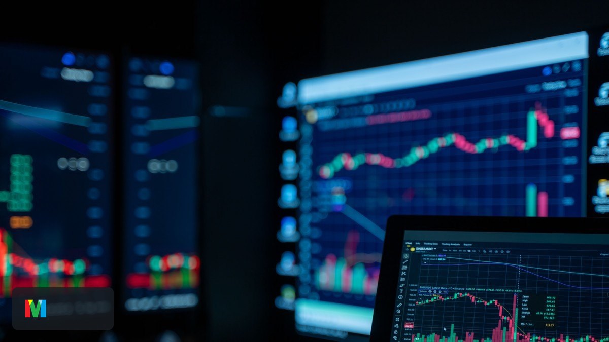 Tela de cotações e pregão, metáfora de volume em bolsa