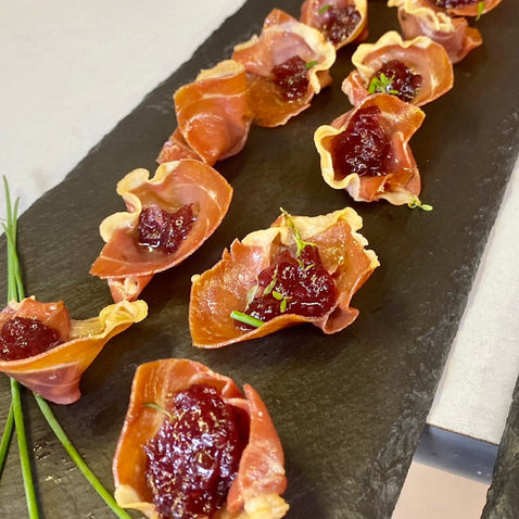 Serrano Ham and Cranberry Chutney Canapes