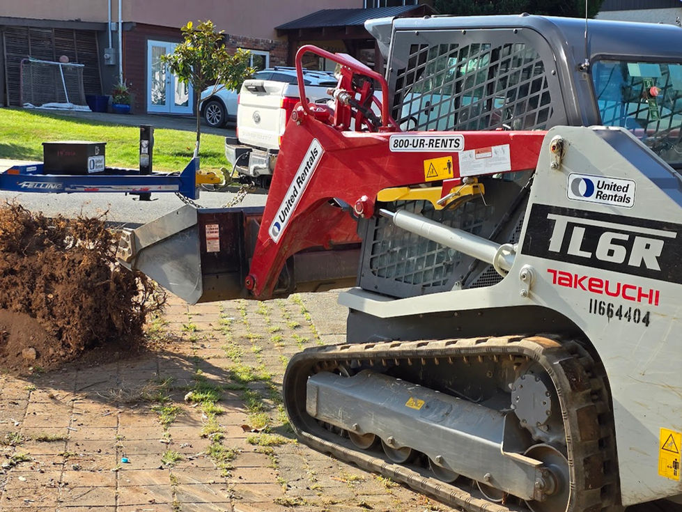 Luke in the bob cat front yard/driveway build