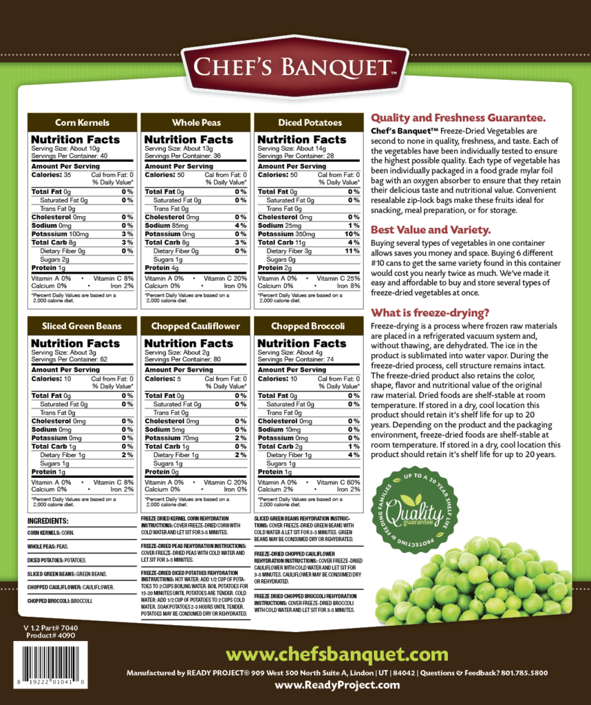 Thumbnail: CHEF'S BANQUET FREEZE DRIED VEGETABLE FOOD STORAGE