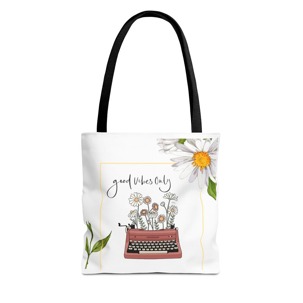 Thumbnail: Good Vibes Only Daisy and Typewriter Tote Bag
