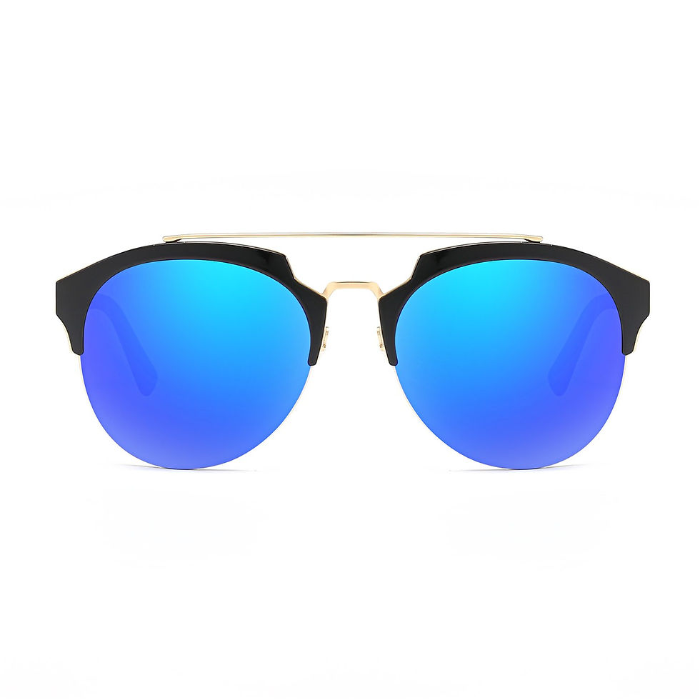 Thumbnail: COROLLA | Half Frame Mirrored Lens Horned Rim Sunglasses Circle