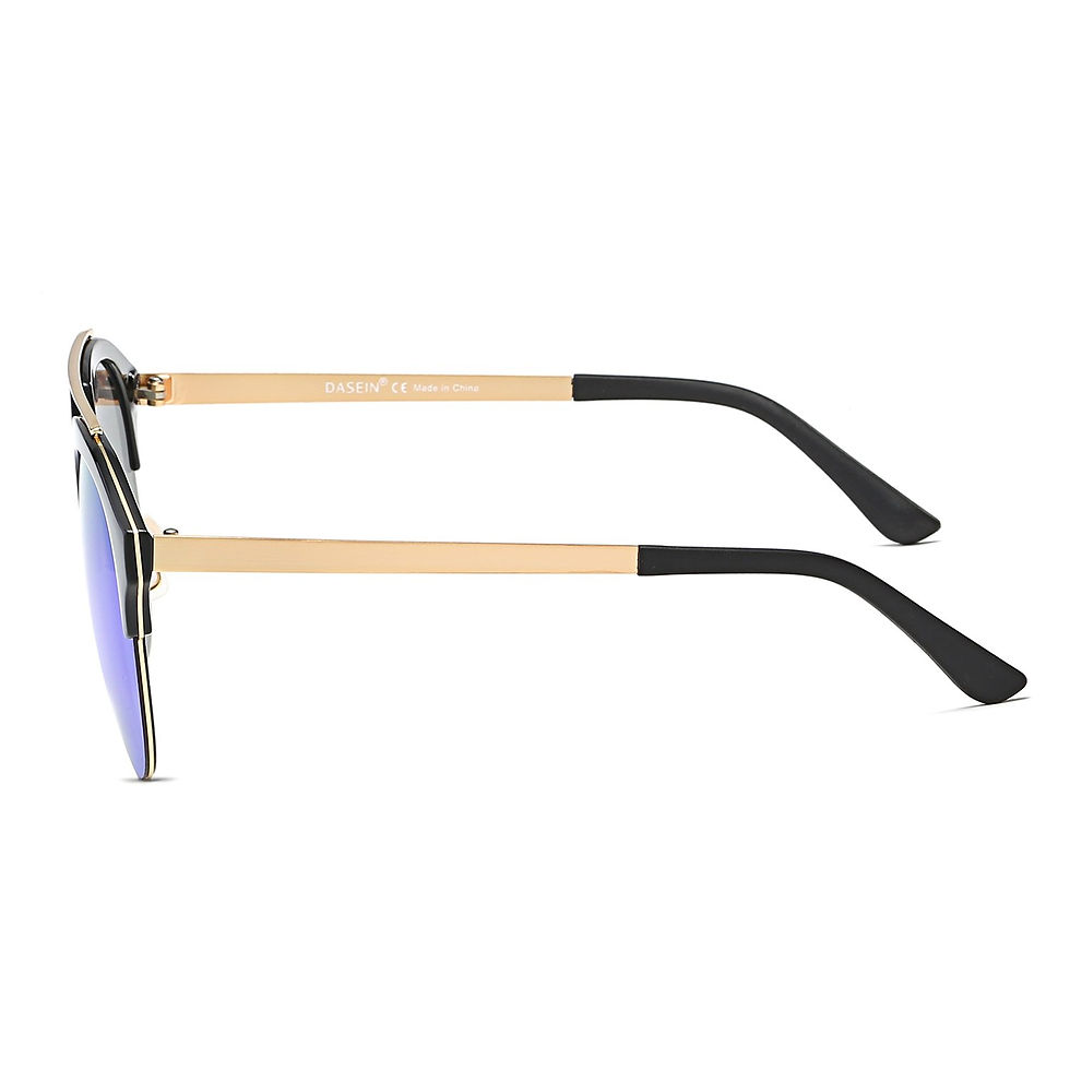 Thumbnail: COROLLA | Half Frame Mirrored Lens Horned Rim Sunglasses Circle