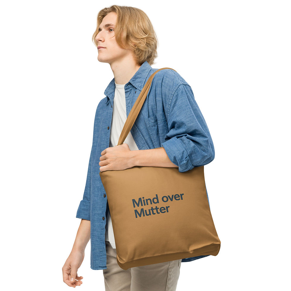 Thumbnail: Mind over Mutter Cotton tote bag carried over shoulder