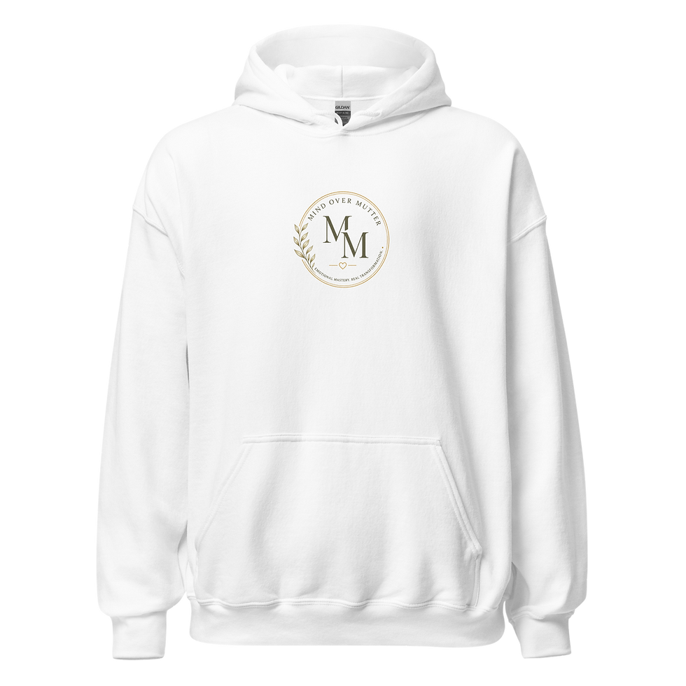 Mind Over Mutter white unisex heavy blend hoodie with MM logo